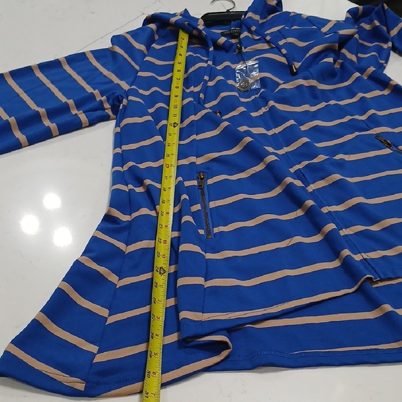 For Cynthia Women's Flare Tail Full Zip Striped Hooded Jacket Sz L NEW WITH TAGS - Picture 14 of 14